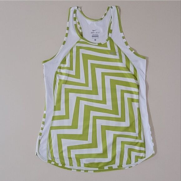 Nike Women's Dri-FIT Green Chevron Running Tank Top - Picture 1 of 11